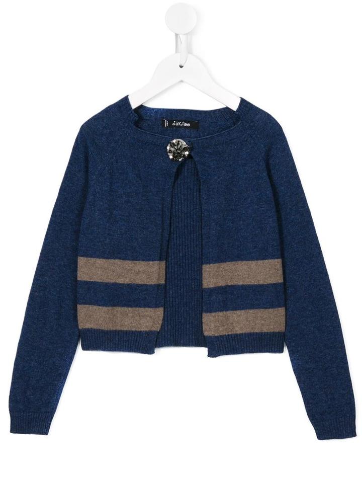 Monnalisa Jakioo Striped Cardigan, Girl's, Size: 8 Yrs, Blue