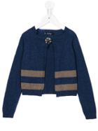 Monnalisa Jakioo Striped Cardigan, Girl's, Size: 8 Yrs, Blue