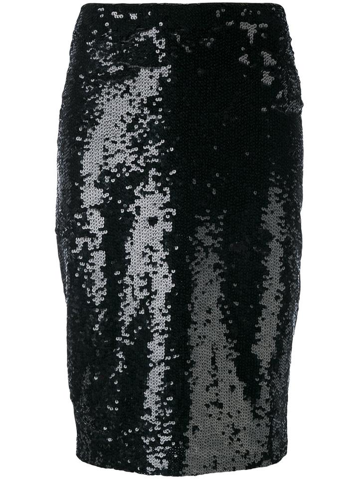 P.a.r.o.s.h. - Sequin Pencil Skirt - Women - Polyamide/spandex/elastane/pvc - Xs, Black, Polyamide/spandex/elastane/pvc