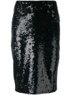 P.a.r.o.s.h. - Sequin Pencil Skirt - Women - Polyamide/spandex/elastane/pvc - Xs, Black, Polyamide/spandex/elastane/pvc