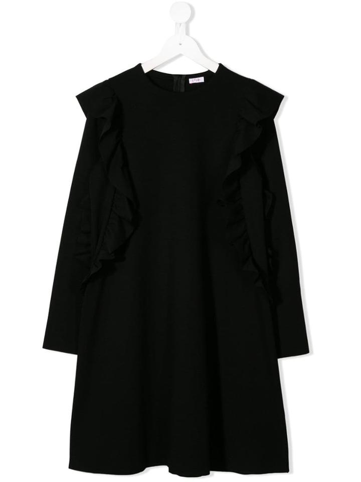 Il Gufo Teen Ruffle Trim Dress - Black