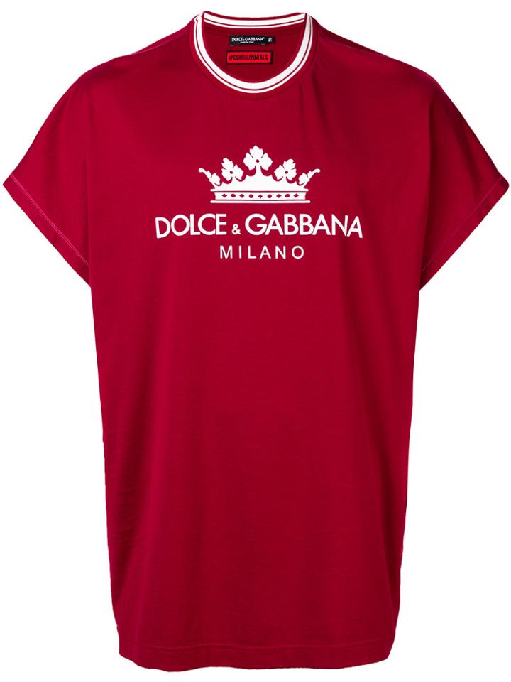 Dolce & Gabbana Logo Printed Oversized T-shirt - Red