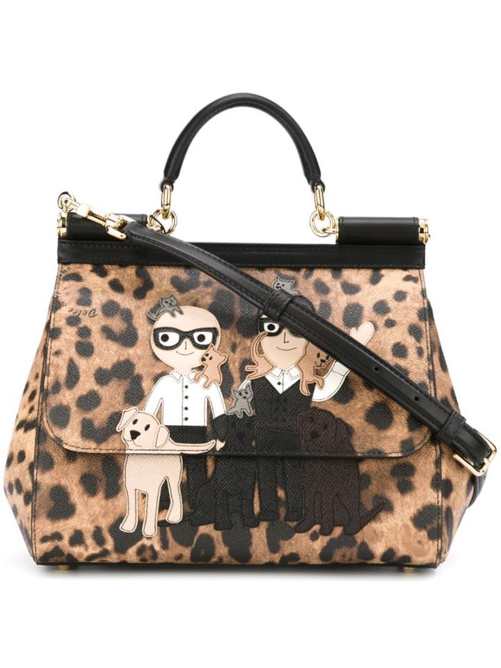 Dolce & Gabbana Designers Patch 'sicily' Tote, Women's, Brown