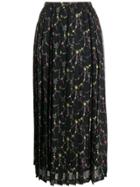 Junya Watanabe Floral-print Pleated Skirt - Black