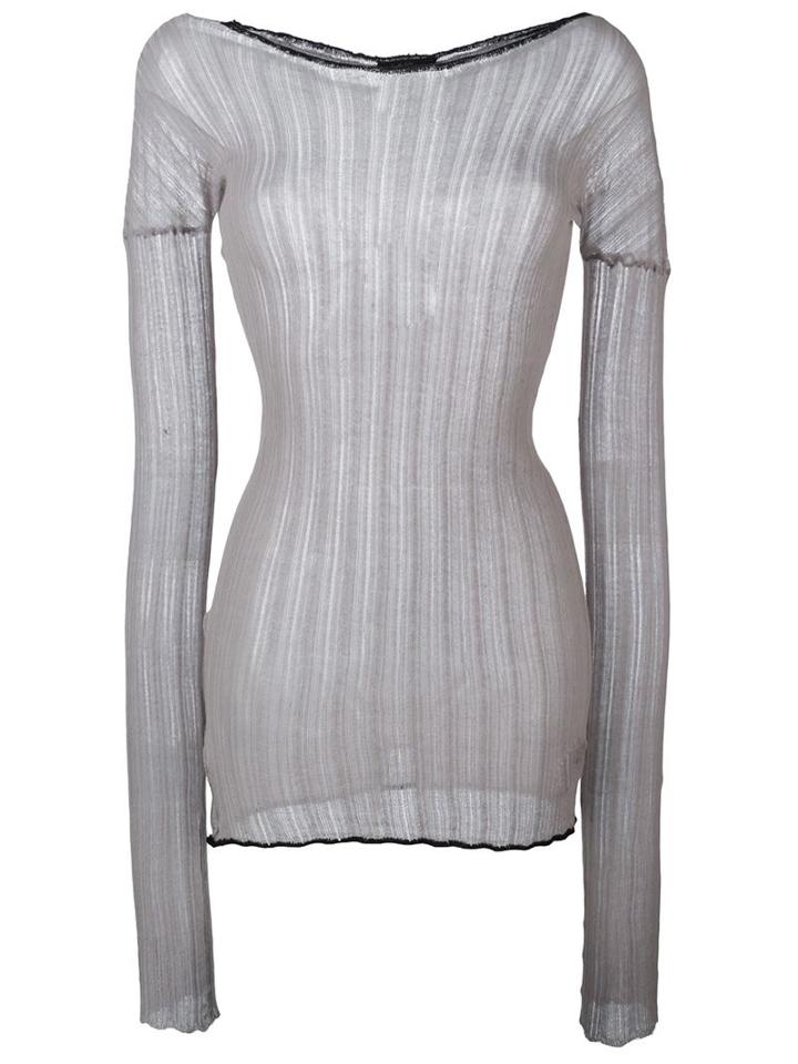 Lost & Found Ria Dunn Longsleeved Ribbed Top, Women's, Size: Small, Grey, Cotton