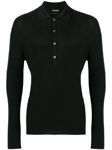 Tom Ford Ribbed Polo Shirt - Black