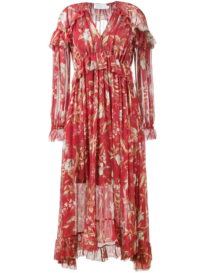 Zimmermann Corsair Iris Cape Dress - Red