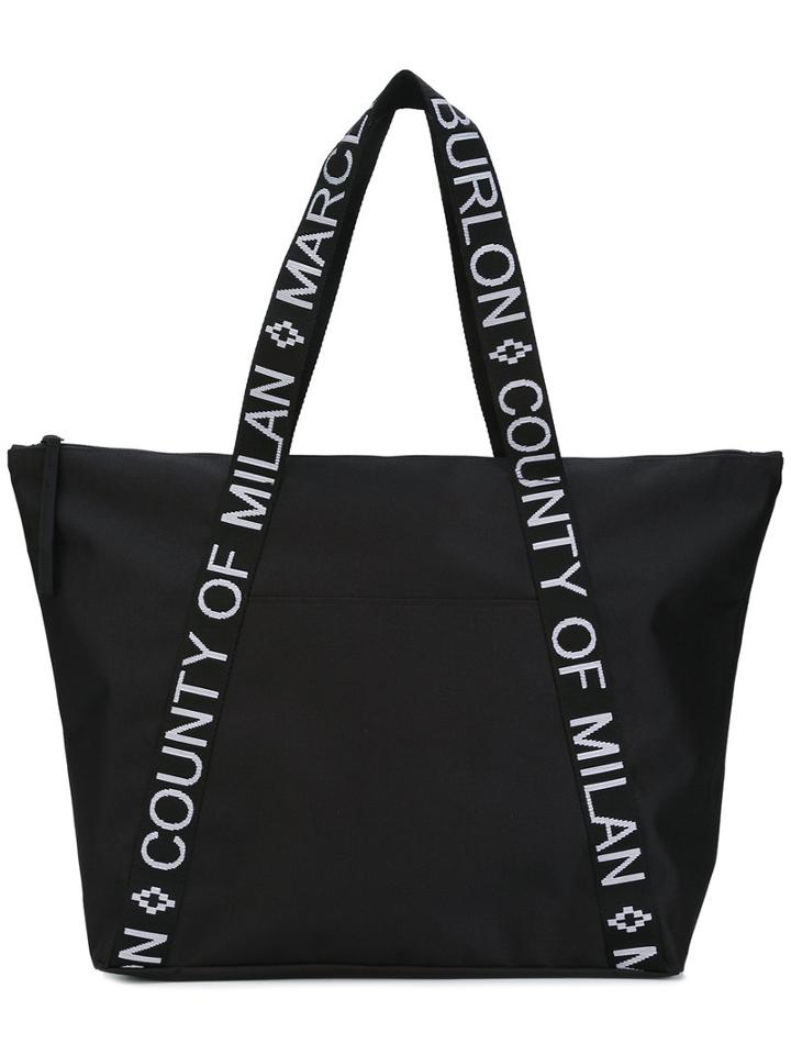 Marcelo Burlon County Of Milan Logo Print Tote, Women's, Black, Cotton