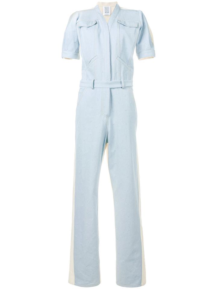 Rosie Assoulin - Short Sleeve Denim Jumpsuit - Women - Cotton - 4, Blue, Cotton