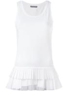 Alexander Mcqueen Pleated Hem Tank Top, Women's, Size: 42, White, Cotton/polyester