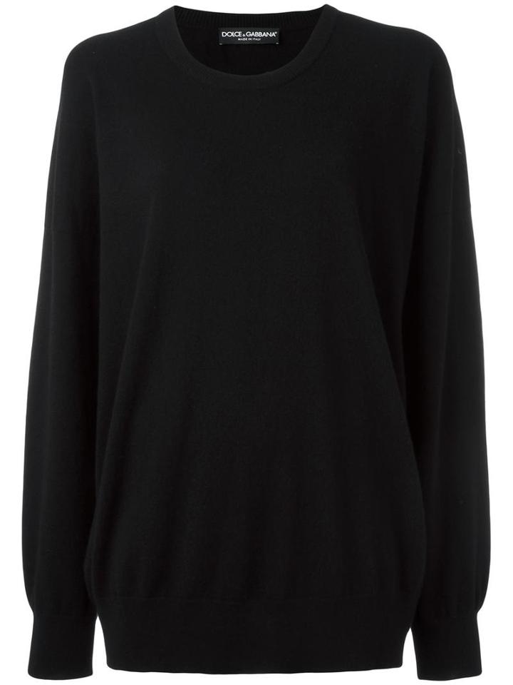 Dolce & Gabbana Ribbed Round Neck Jumper, Women's, Size: 38, Black, Cashmere
