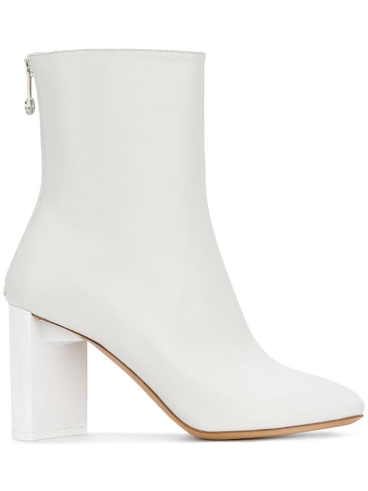 Maison Margiela Patent Heeled Ankle Boots - White