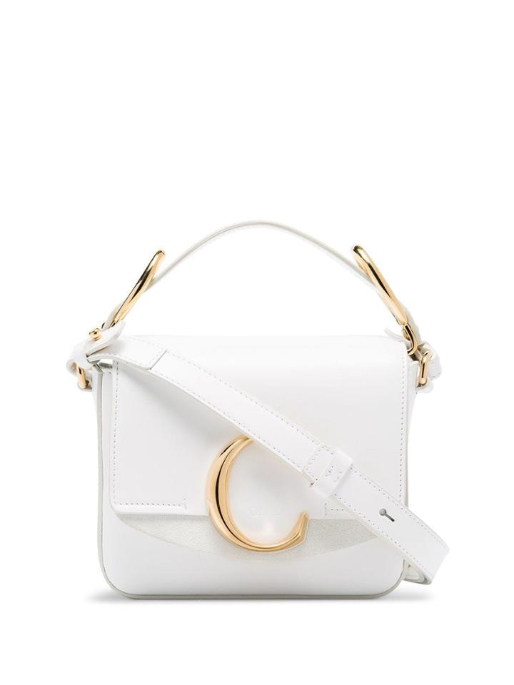 Chloé White C Ring Leather Shoulder Bag