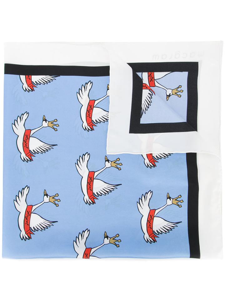 Macgraw Swan Print Scarf - White