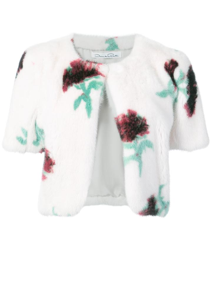 Oscar De La Renta Floral Print Bolero - White