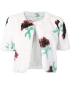 Oscar De La Renta Floral Print Bolero - White