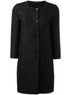 Tagliatore Sequin Embellished Coat, Women's, Size: 46, Black, Cotton/viscose/polyester/cupro