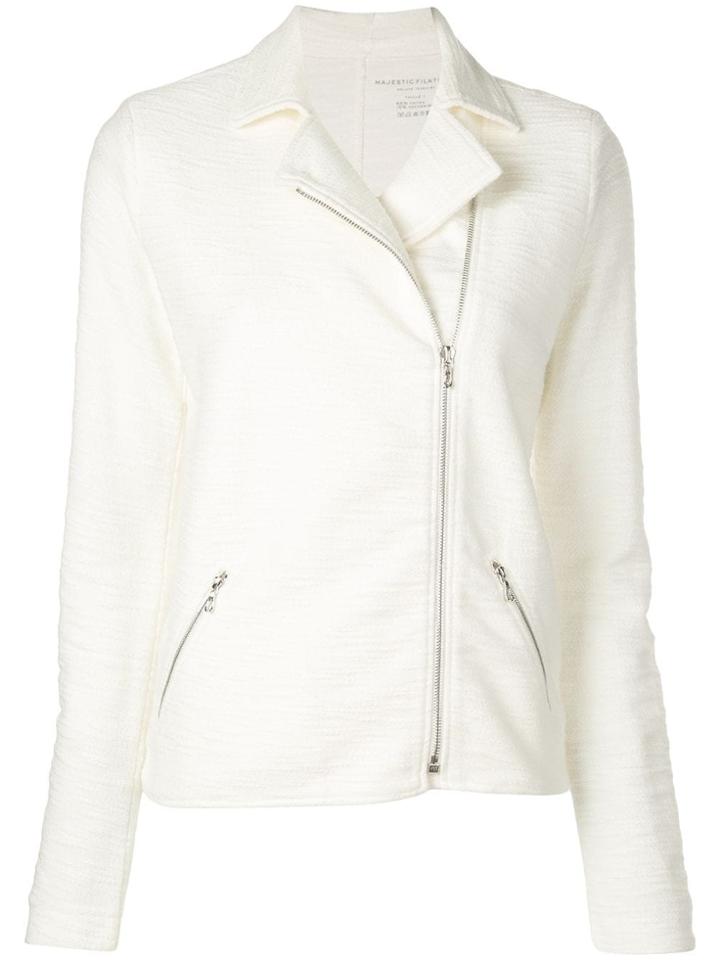 Majestic Filatures Slub Biker Jacket - White