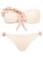 La Reveche Floral Embellished Strapless Bikini - Nude & Neutrals