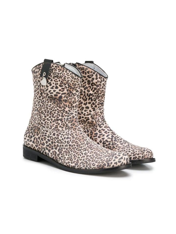 Monnalisa Leopard Print Boots - Brown