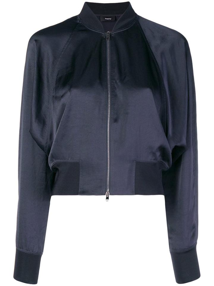 Theory Crushed Satin Raglan Jacket - Blue