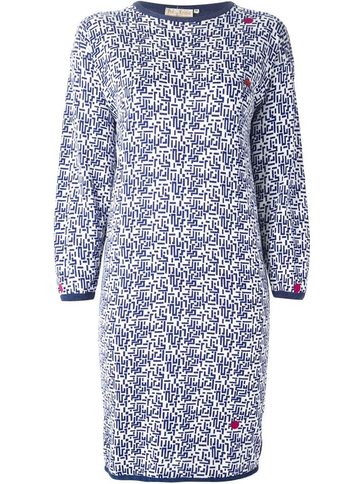 Krizia Vintage Geometric Print Knit Dress