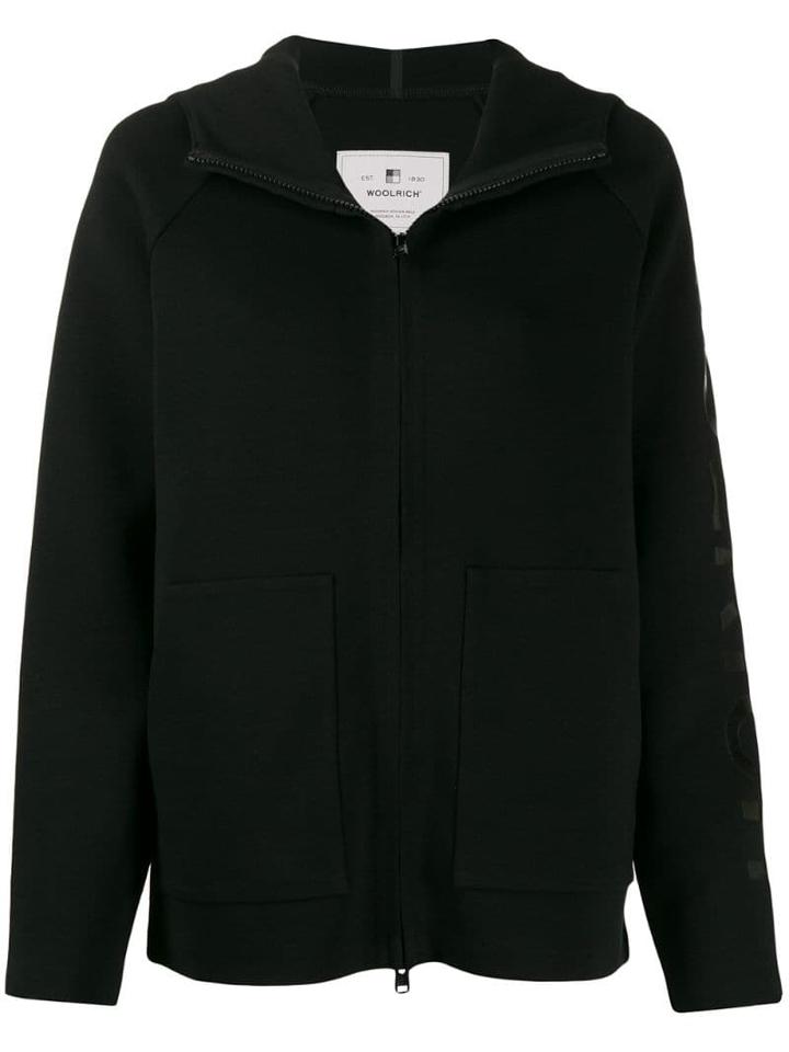Woolrich Logo Zip-up Hoodie - Black