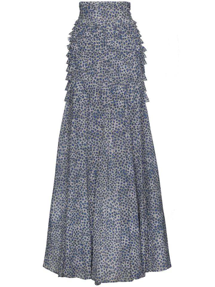 Ronald Van Der Kemp Silk Floral Maxi Skirt With Ruching - Multicolour