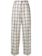 Brag-wette Checked Cropped Trousers - Neutrals