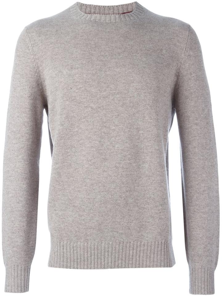 Brunello Cucinelli Cashmere Crew Neck Pullover, Men's, Size: 50, Nude/neutrals, Cashmere