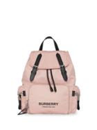 Burberry The Medium Rucksack In Logo Print Nylon - Pink