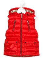 Burberry Kids Padded Vest, Girl's, Size: 10 Yrs, Red