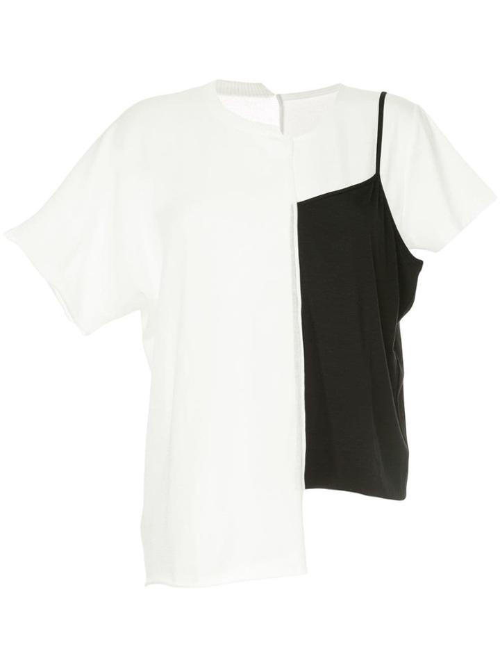 Y's Contrast Panel Blouse - White