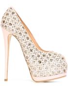 Giuseppe Zanotti Design Sharon Glitter Platform Pumps, Women's, Size: 41, Pink/purple, Calf Leather/leather/pvc