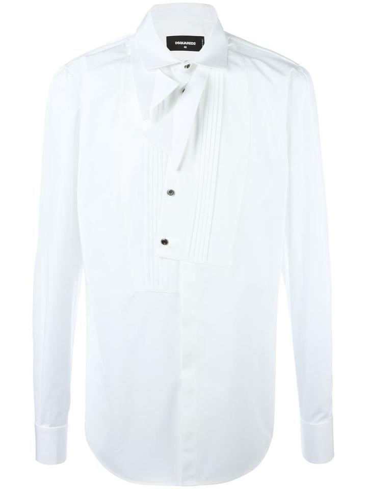 Dsquared2 Angular Bowtie Bib Shirt, Men's, Size: 54, White, Cotton