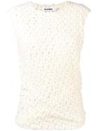 Jil Sander Ruched Crocheted Top - Nude & Neutrals