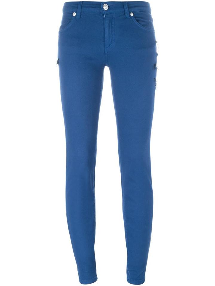 Versus Safety Pin Detail Skinny Jeans, Women's, Size: 26, Blue, Cotton/spandex/elastane/metal (other)