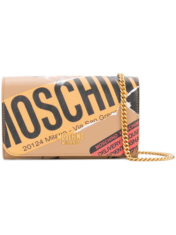 Moschino Parcel Sticker Clutch - Nude & Neutrals