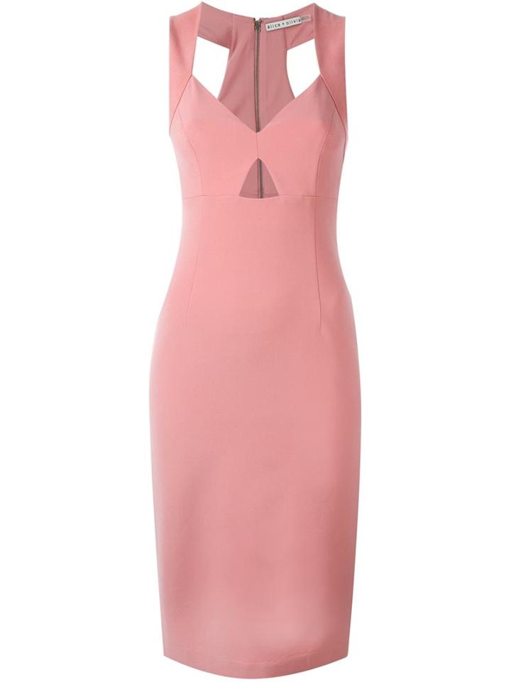 Alice+olivia Cut-out Sheath Dress, Women's, Size: 2, Pink/purple, Polyester/spandex/elastane/acetate/goat Suede
