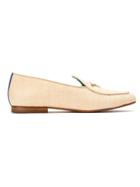 Blue Bird Shoes Leather And Straw Bow Tie Loafers - Nude & Neutrals