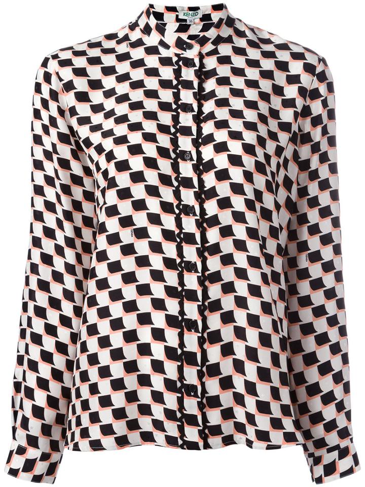 Kenzo Checkered Shirt, Women's, Size: 42, Black, Silk