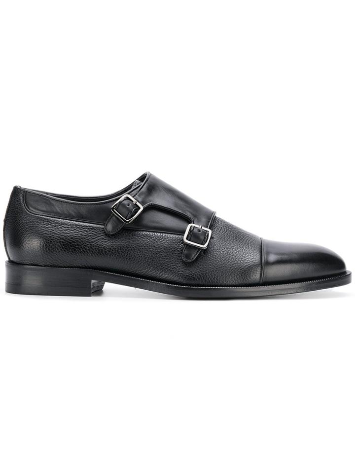Canali Leather Monk Shoes - Black