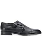 Canali Leather Monk Shoes - Black