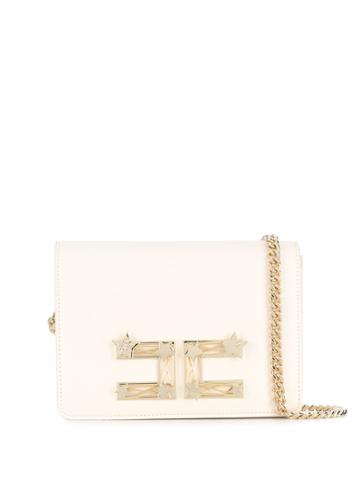 Elisabetta Franchi Foldover Logo Crossbody Bag - Neutrals
