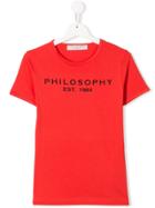 Philosophy Di Lorenzo Serafini Kids Logo Print T-shirt - Orange