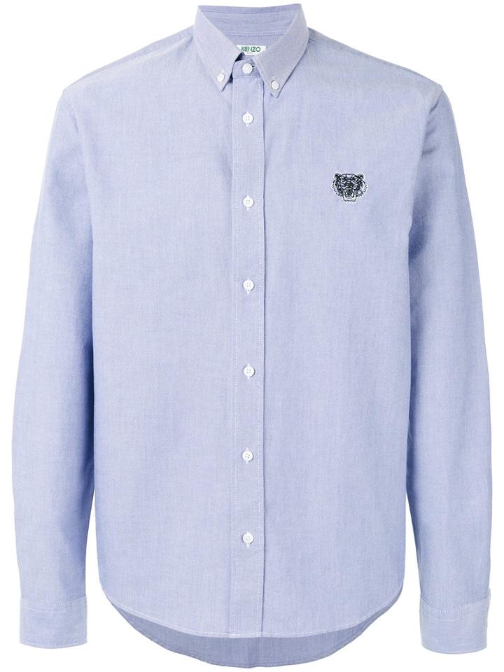 Kenzo Mini Tiger Button Down Shirt, Men's, Size: Small, Blue, Cotton