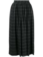 Giorgio Armani Vintage Checked Pleated Midi Skirt - Black