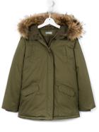 Yves Salomon Enfant Fur Hooded Parka - Green