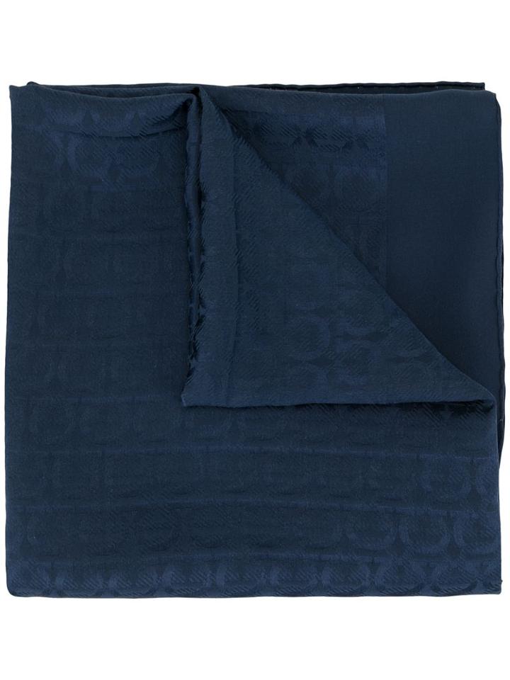 Salvatore Ferragamo All-over Logo Patterned Scarf - Blue