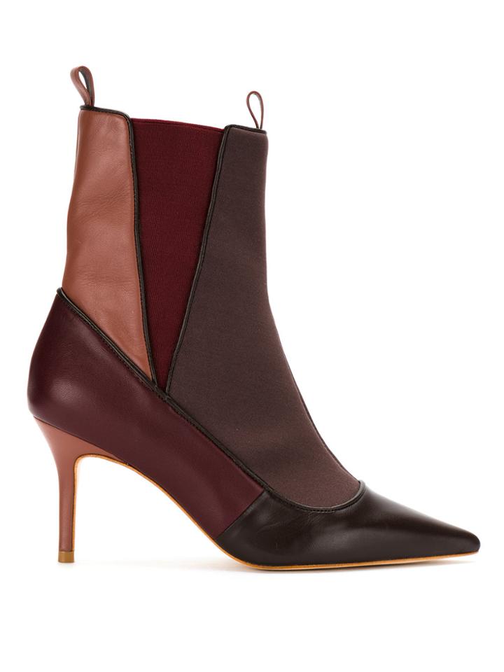 Sarah Chofakian Panelled Stiletto Ankle Boots - Red